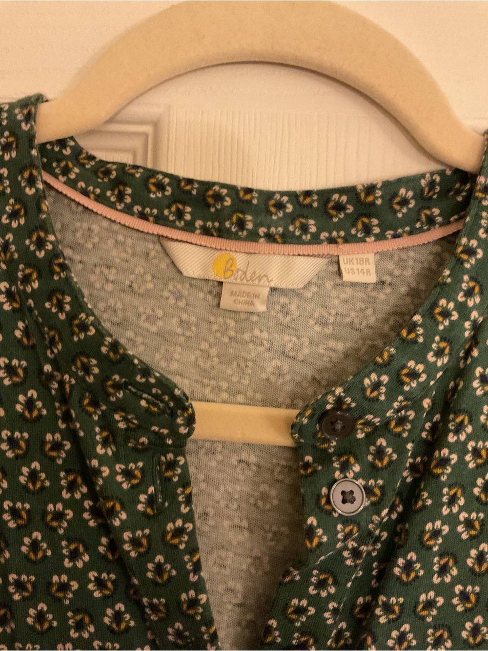 Boden Hunter Green Floral Long Sleeve Tiered Midi Dress US 14R / UK 18R - Picture 4 of 11